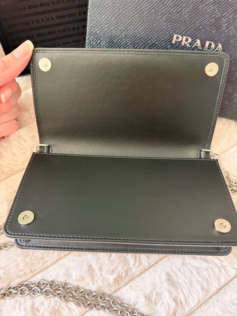 PRADA Black Satin Crystal Crossbody Clutch Bag 1DH044 - Picture 5 of 16